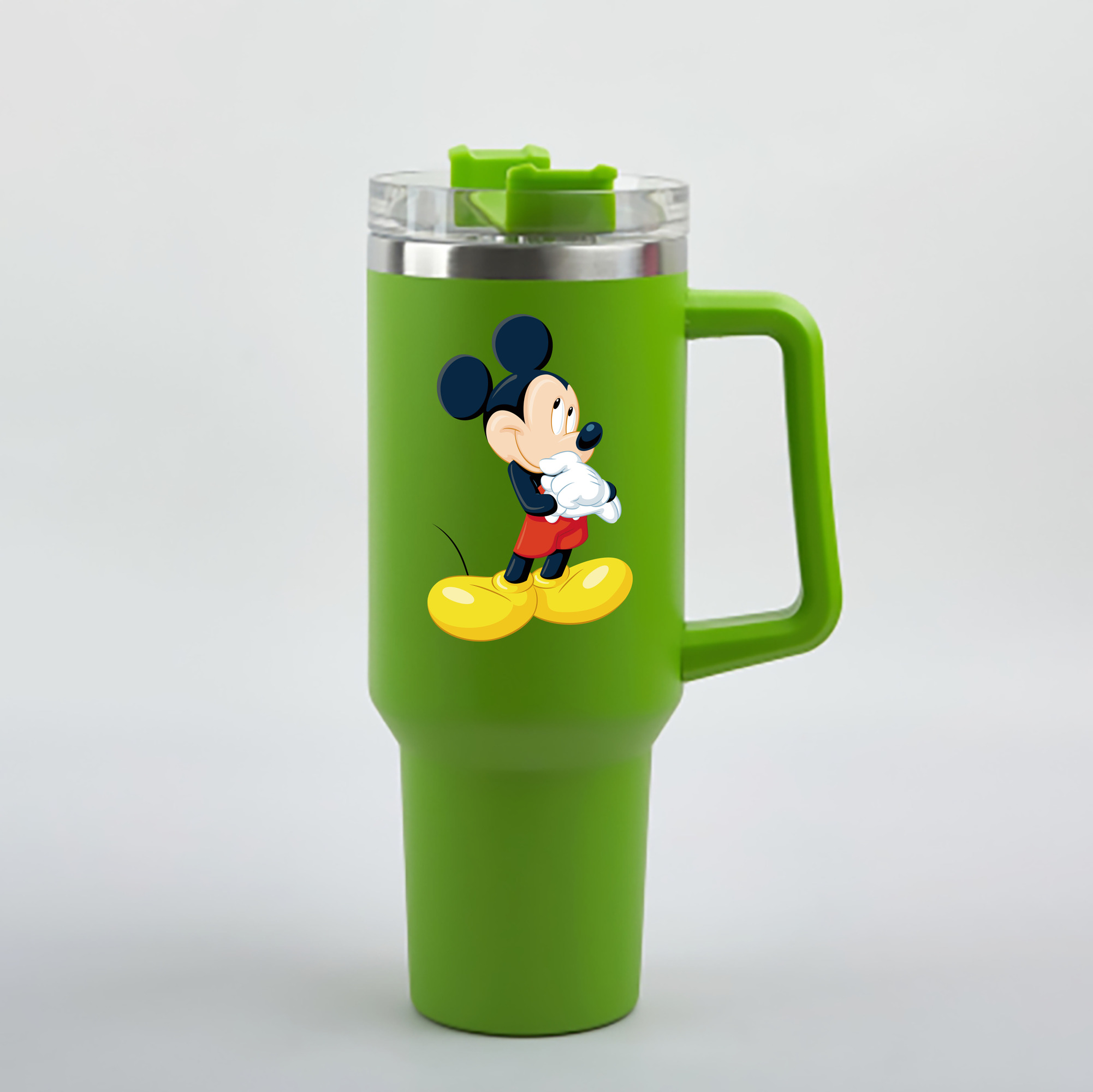 （画像用） ミッキーマウス Mickey Mouse 1200mL車用タンブラー - クリスタルステッカー（プラスチックストロー付き）